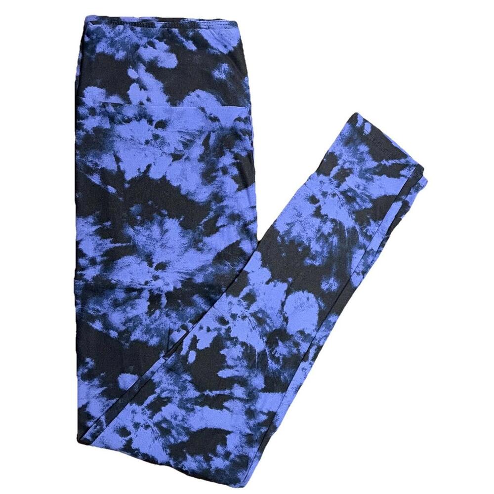 LuLaRoe Blue and Black Tie-Dye Leggings